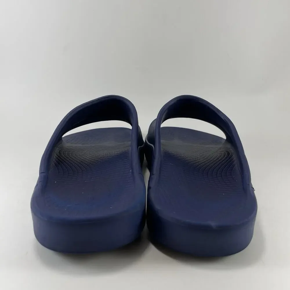 Oofos OOahh Slide Sandals Mens 8 Navy Blue Foam Recovery Comfort, Womens 10